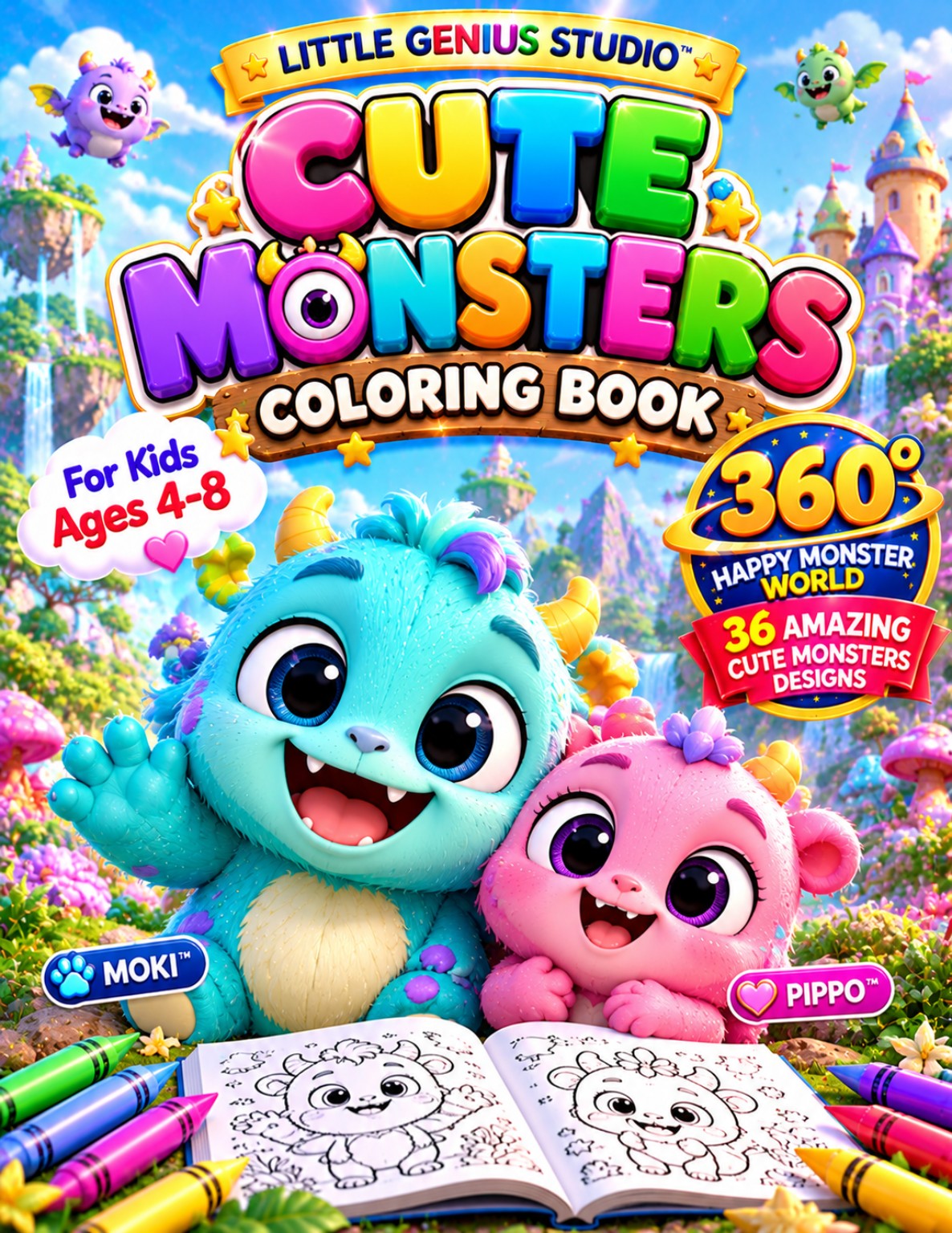 Cute Monsters Coloring Book cover