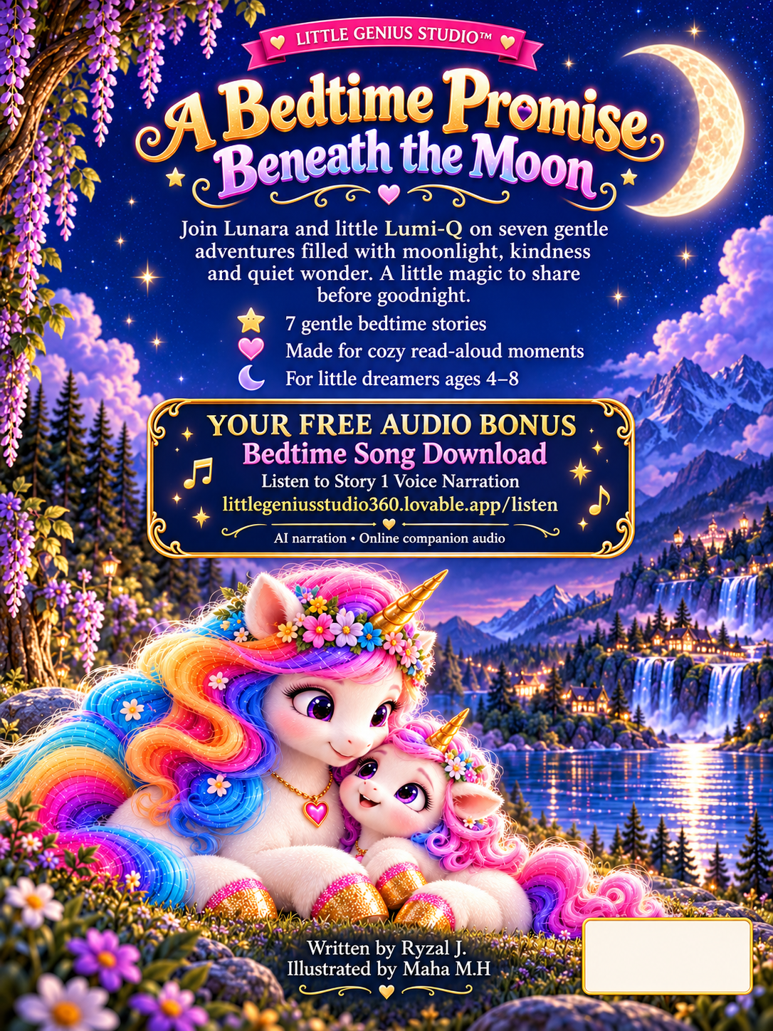 The Mooncloud Promise back cover with story description and free audio bonus details