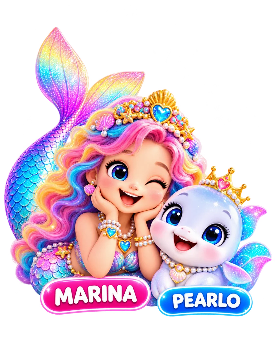 Mermaid MARINA with her sea friend PEARLO